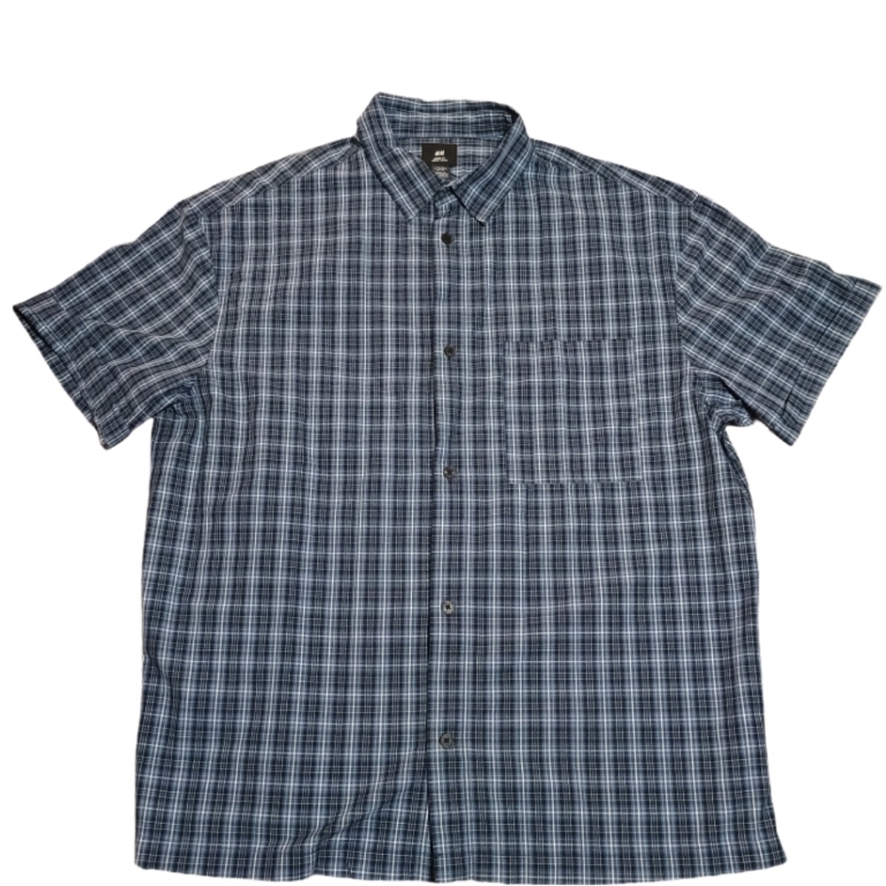H&M Blue Plaid Button-Down Shirt